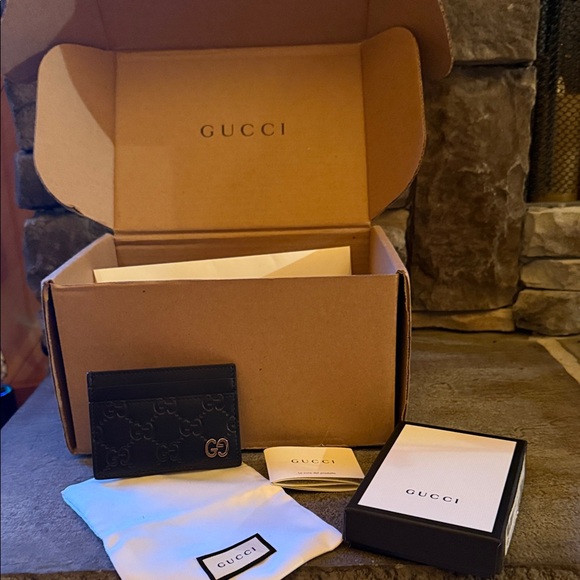 Gucci Black GG Embossed Card Holder